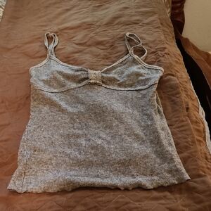 Intimissimi Gray Fitted Sleeveless Tank Top with Tie Front